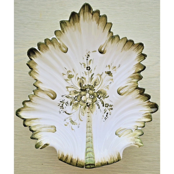 CANDY/TRINKET DISH-Vintage-Hand Painted-Italian-Green White-Palm Tree - Picture 11 of 11